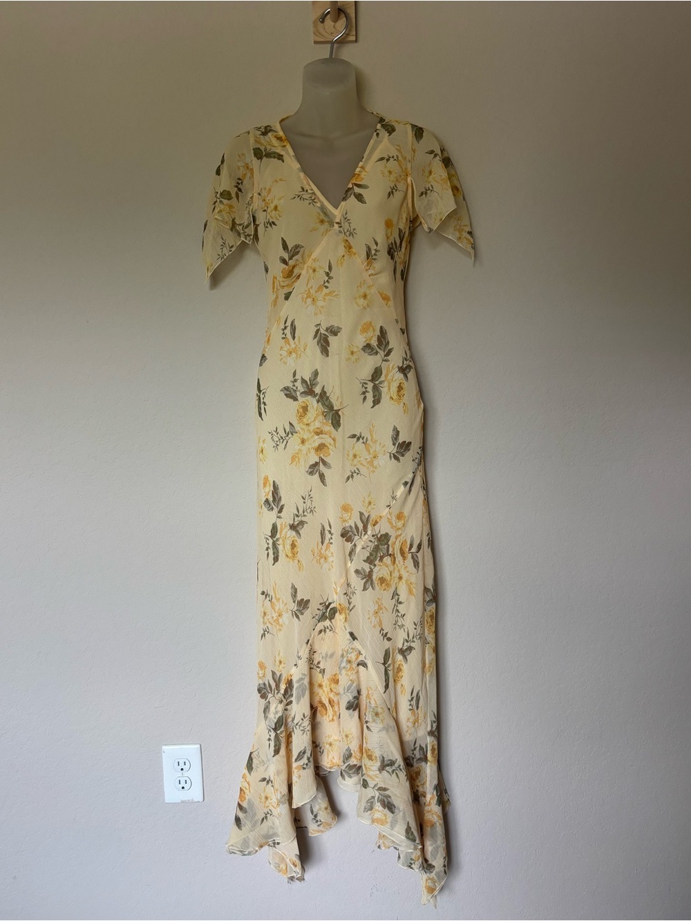 Abercrombie & Fitch Yellow Floral Wrap-Style Maxi Dress